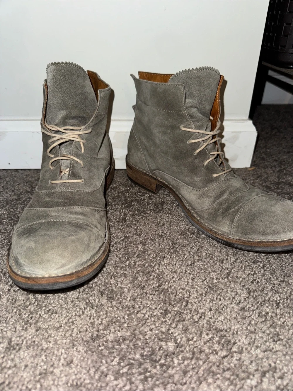 Fiorentini + Baker Gray Suede Chukka Lace-Up Boots